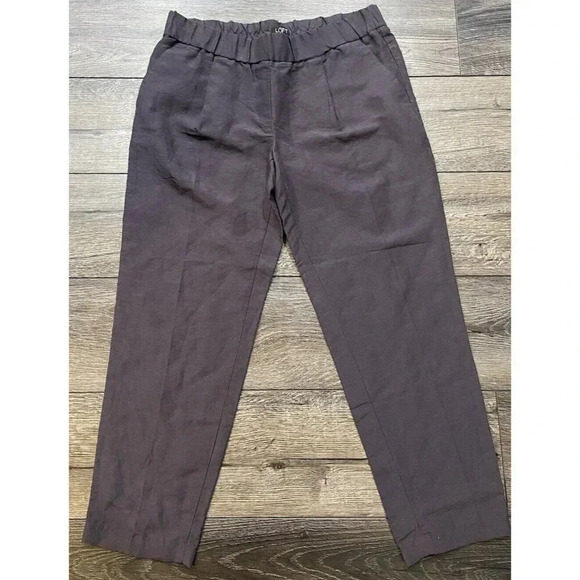 NWT LOFT Pants Pull On Wide Leg Linen Rayon Blend Gray Small S New - Picture 1 of 4